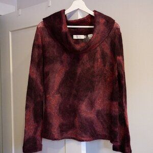 DANA BUCHMAN Mohair/Nylon/Wool Sheer Loose Knit Cowl Neck Longsleeve Top XL